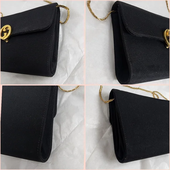 Black Mini Gucci Bag – Vintage Style, Wear as Clutch or Shoulder Bag - Picture 14 of 16